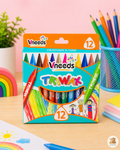 Kids Wax Crayons Set (12 Colors) | Smooth Coloring Crayons for Toddlers