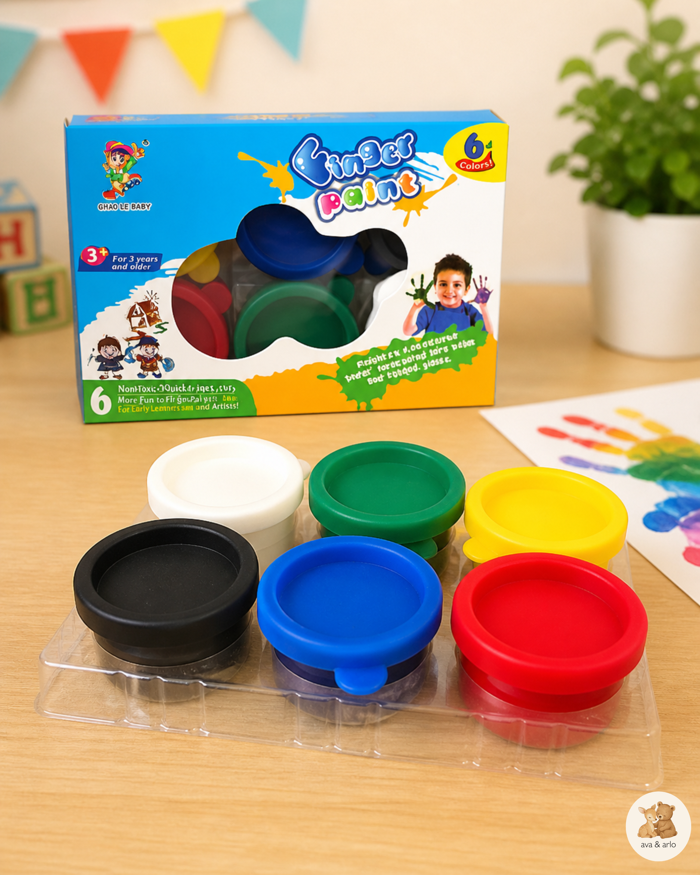 Kids Finger Paint Set (6 Colors) | Washable and Safe Paint for Toddlers