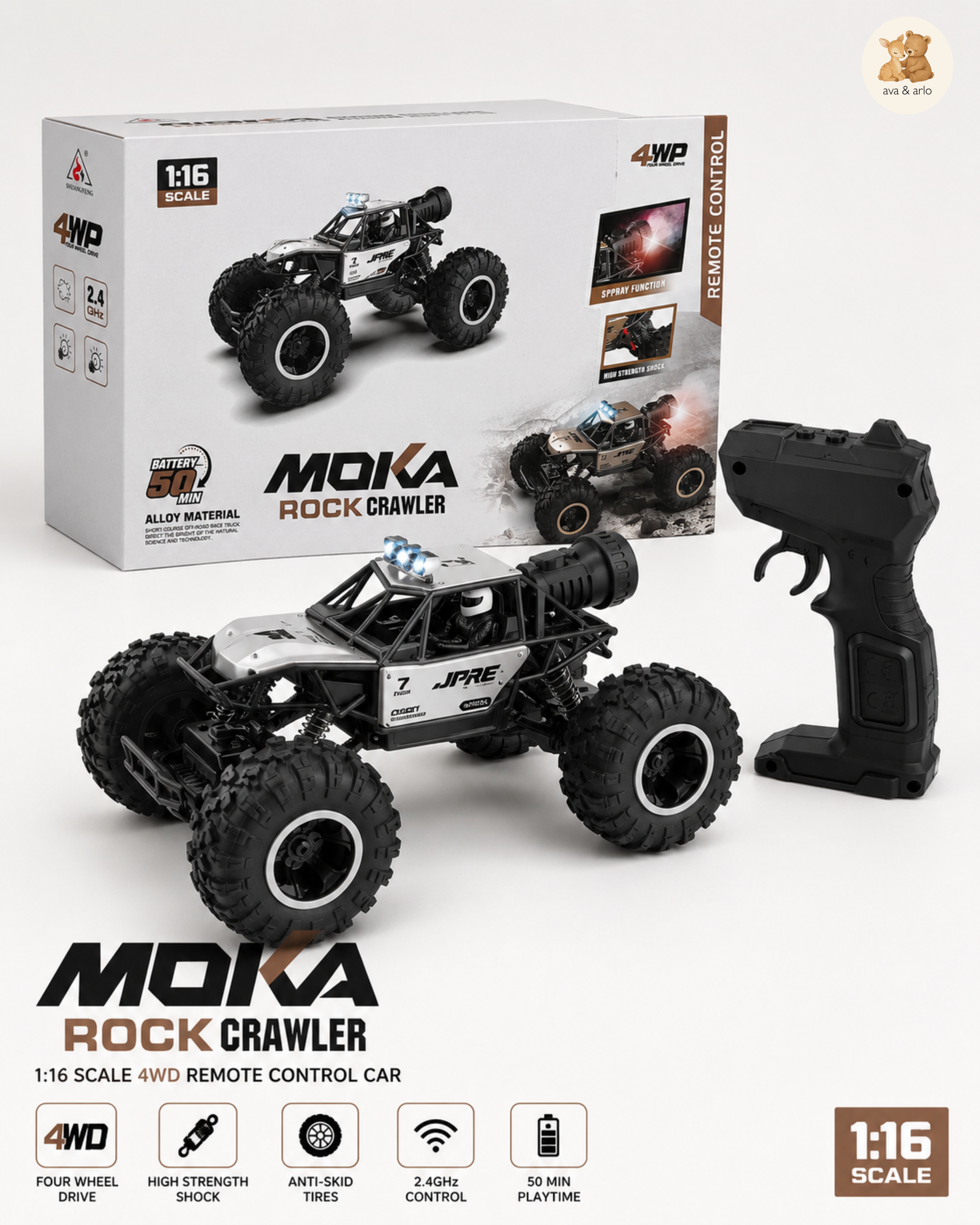 MOKA Rock Crawler RC Car – 1:16 Scale 4WD - 2.4 GHz