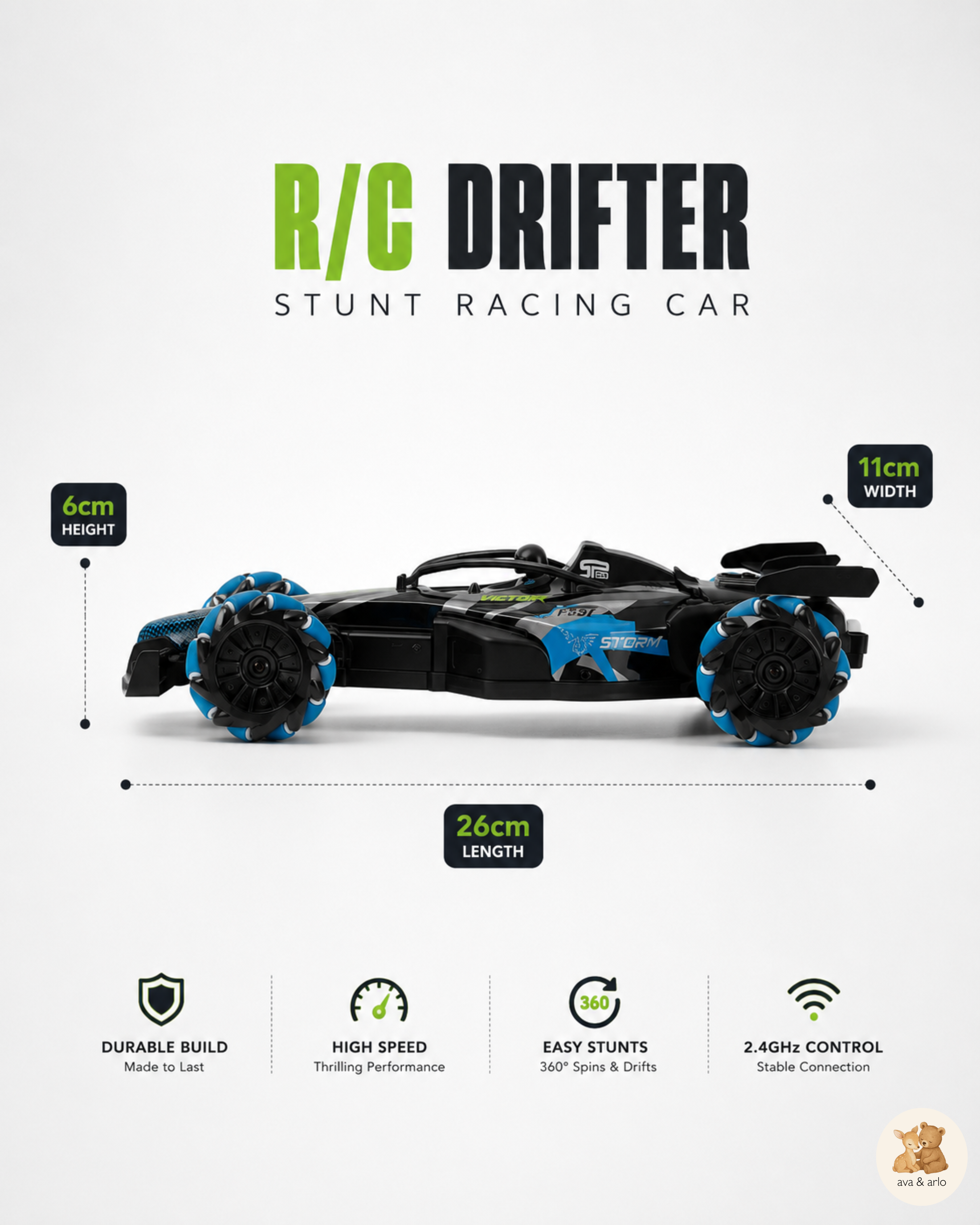 RC Drifter Stunt Car – 2.4GHz Rechargeable Racing Car