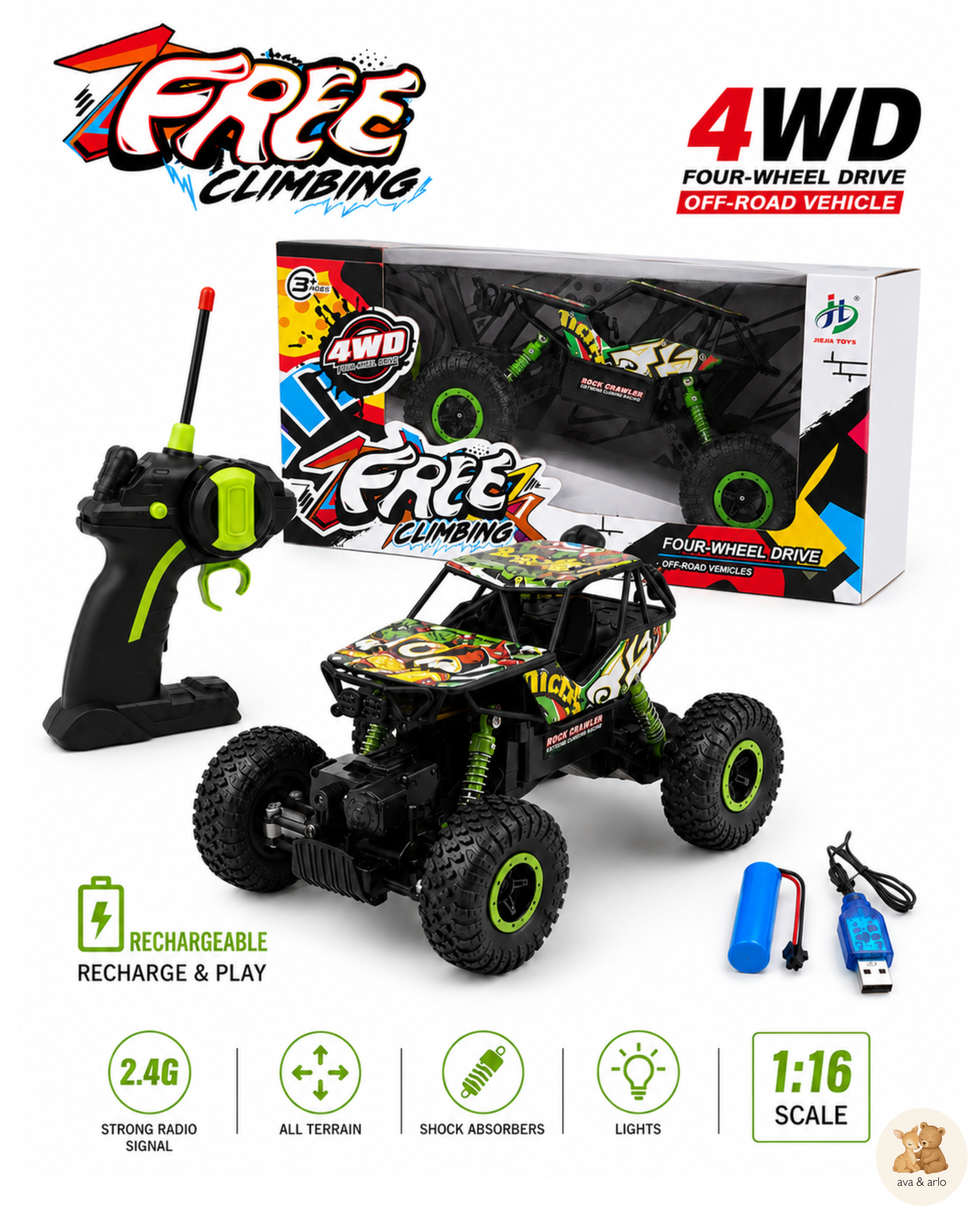 Remote Control Rock Climber | 4-wheel-drive | Rechargeable | 2.4 GHz Remote Control