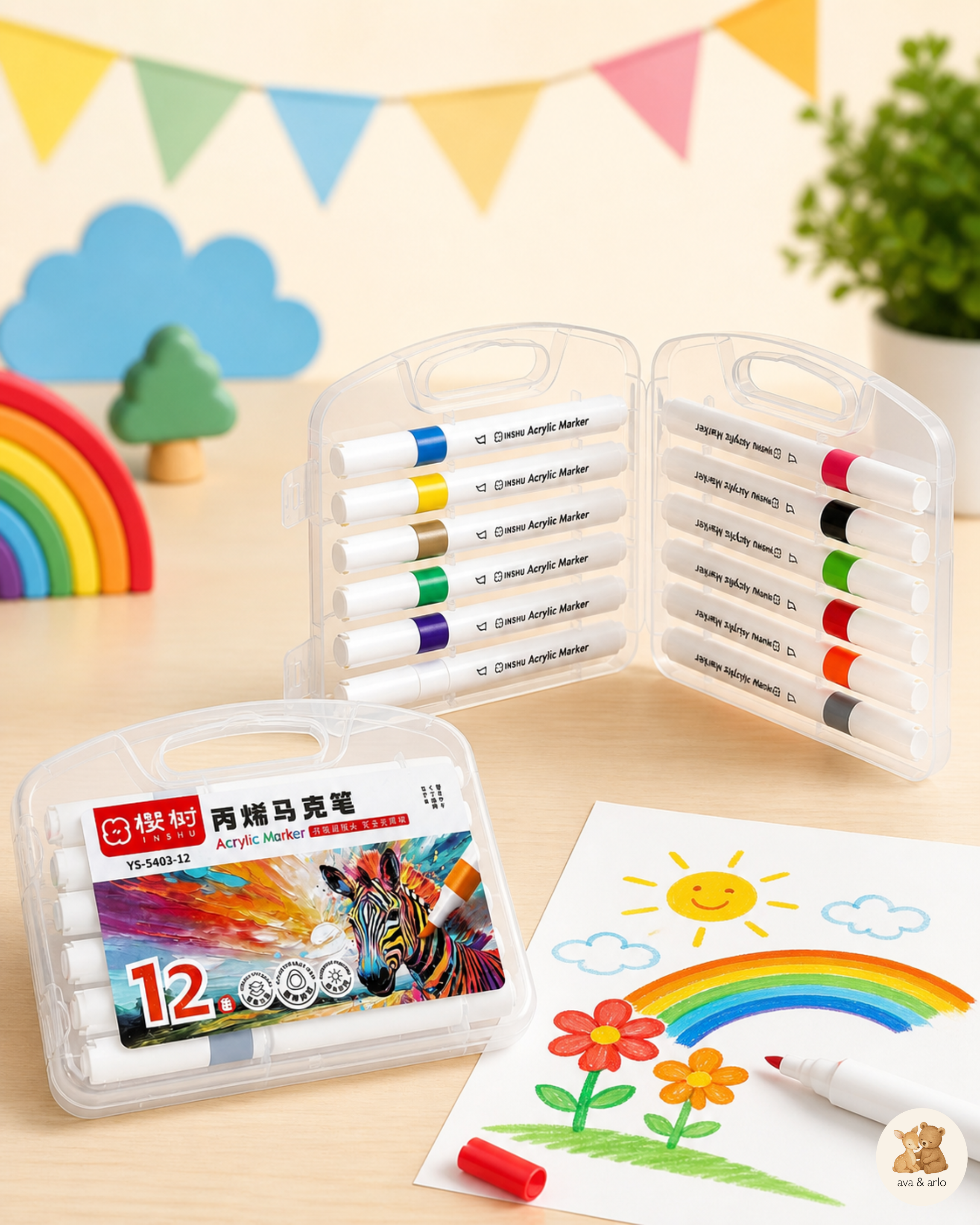 12-Piece Acrylic Marker Set for Kids