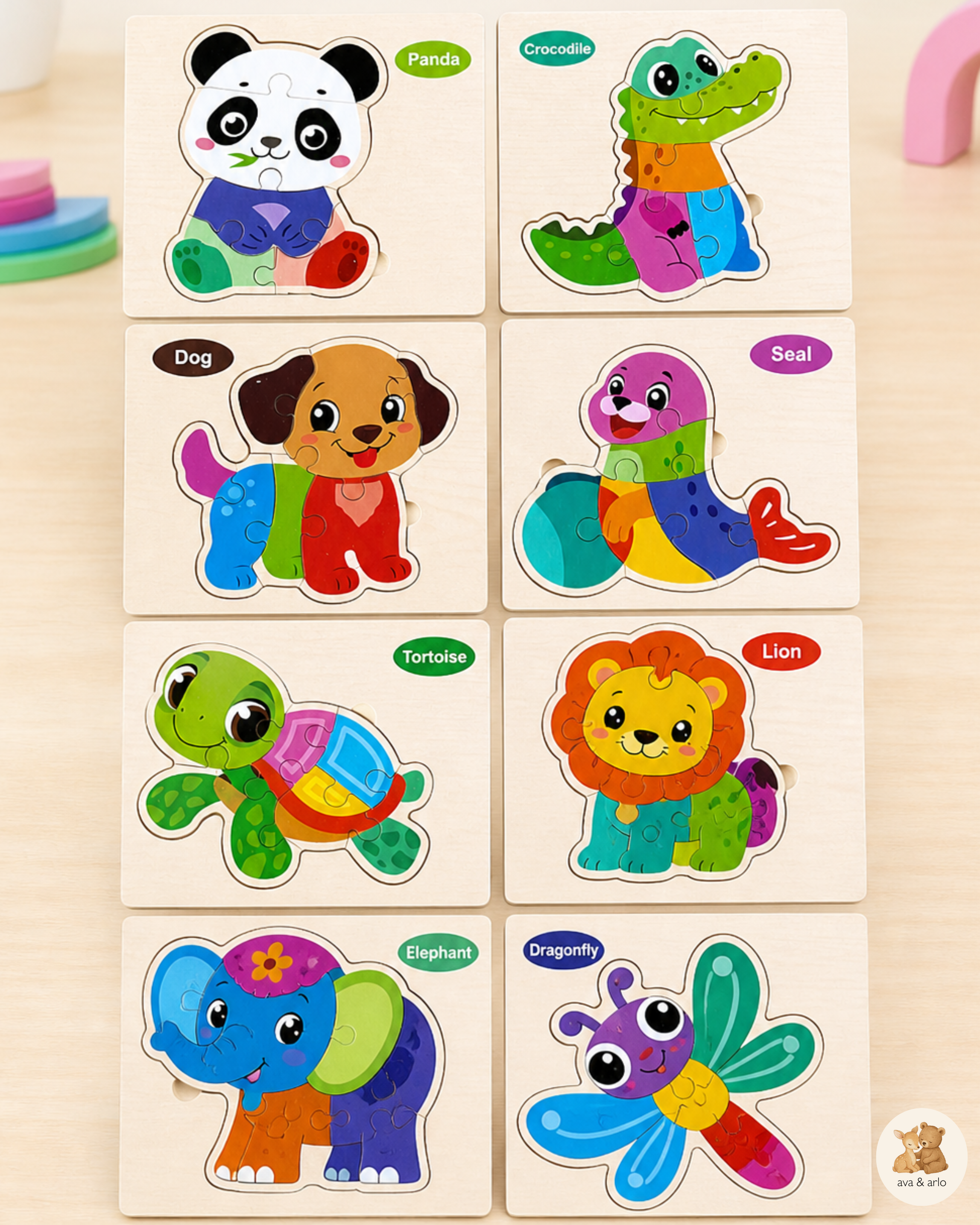 Wooden 2D Animal Puzzle Set for Kids | Early Learning &amp; Sensory Toy