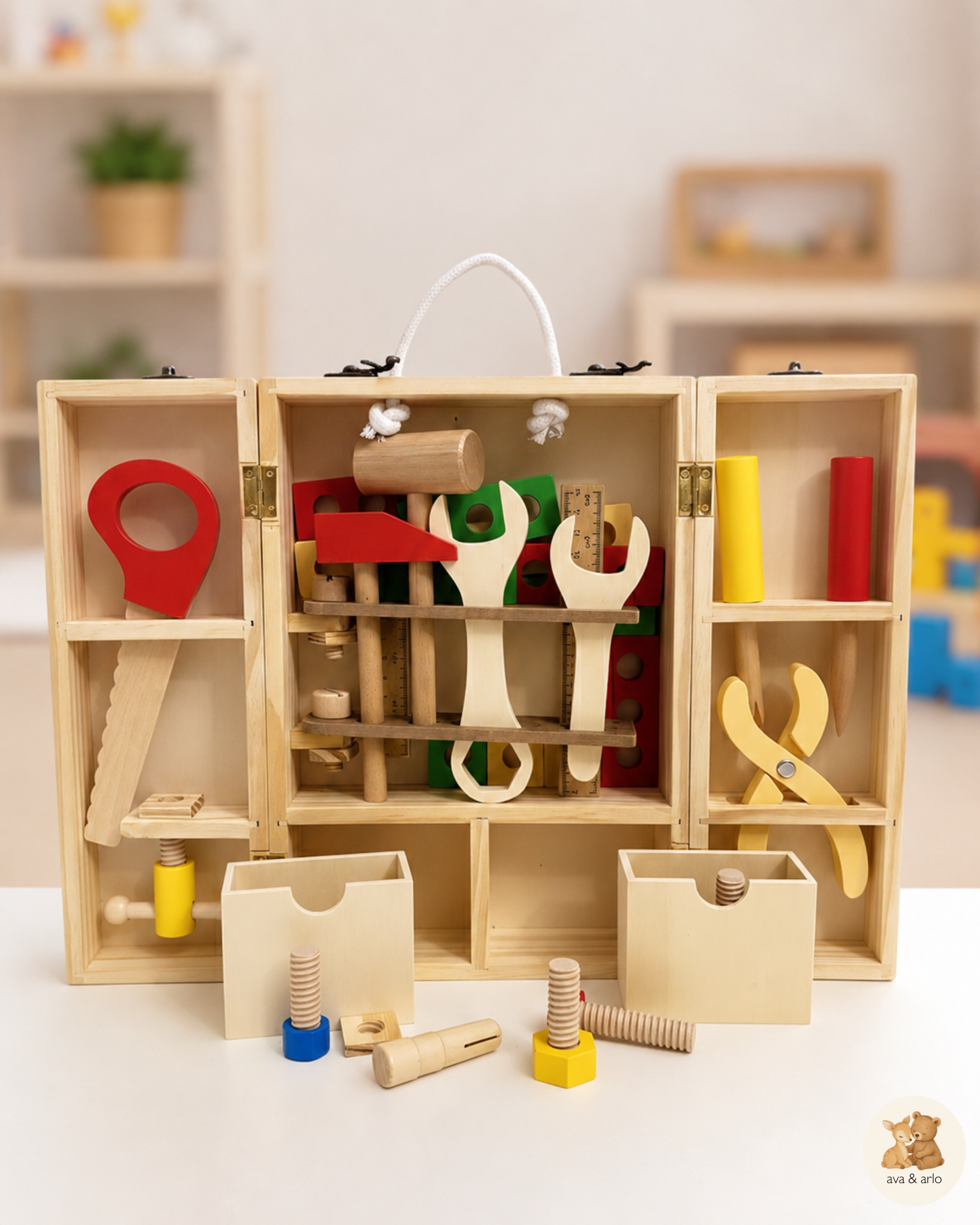Wooden Kids Tool Kit | Pretend play | Hammer, Screw, Wrench Toy